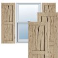 TimberThane Primed Tan Two Equal Flat Hand Hewn Faux Wood Shuttersimage