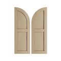 TimberThane Tan Two Flat Quarter Arch Knotty Pine Faux Wood Shuttersimage