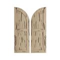TimberThane Tan Two Flat Quarter Arch Pecky Cypress Faux Wood Shuttersimage