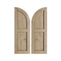 TimberThane Tan Two Flat Quarter Arch Rough Sawn Faux Wood Shuttersimage