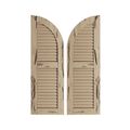 TimberThane Tan Two Louver Arch Pecky Cypress Faux Wood Shuttersimage