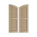 TimberThane Tan Two Louver Elliptical Knotty Pine Faux Wood Shuttersimage