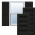 True Fit PVC Black Two Equal Louver Fixed Mount Shuttersimage