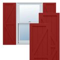 True Fit PVC Fire Red Two Equal Panel Farmhouse Fixed Shuttersimage