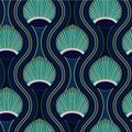 View 1 for Mitchell Black Art Deco Shell Blue Wallpaper