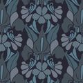 View 1 for Mitchell Black Dragon Flower Grey Blue Wallpaper