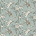 View 1 for Mitchell Black Floral Bird Toile Light Blue Wallpaper