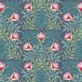 View 1 for Mitchell Black Traditional Floral Blue & Green Wallpaper