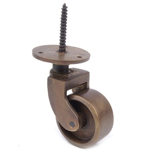 Restorers Threaded Solid Brass Screw Caster 1 7/16 Inch Wheel