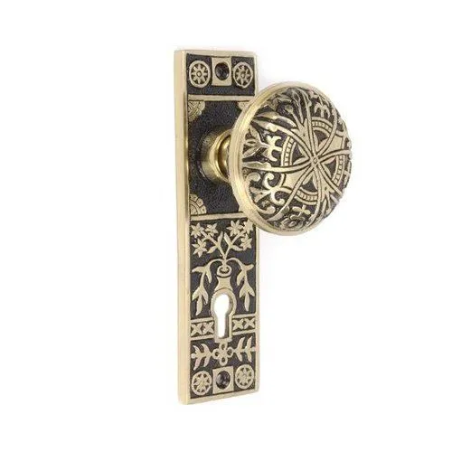 アンティークぶんどき Restorers Flower Pot Mortise Lock Set With Knobs And Plates | Van