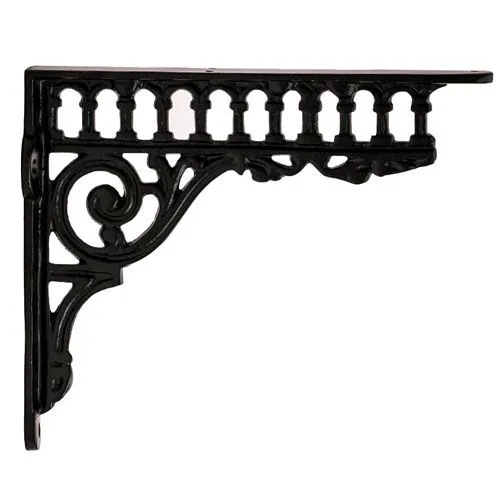 thumbnail image 2 of Ironmongery World Wrought Iron Shelf Bracket – Antique Iron Finish, Wall-Mounted Bookcase Support, Vintage Style (135/165mm) 2 of 6