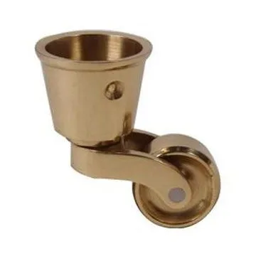 Solid Brass Round-Cup Caster With 3/4" Brass Wheel In Antique-By-Hand
