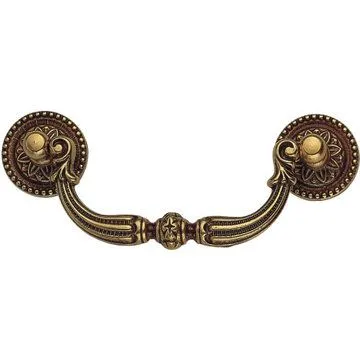 Marella Louis XVI Ornate Brass Drop Pull | Antique Brass