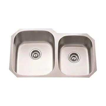 Hardware Resources 18 Gauge 32 Inch Double Bowl Offset Kitchen