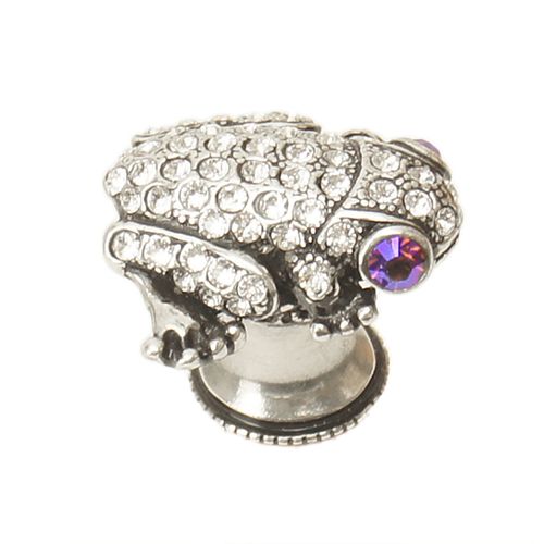 Carpe Diem In The Garden Frog Knob with Clear Swarovski Crystals
